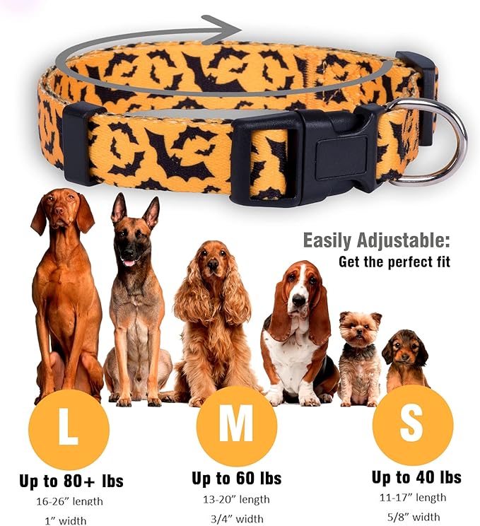 Native Pup Halloween Dog Collar (Large, Bats)