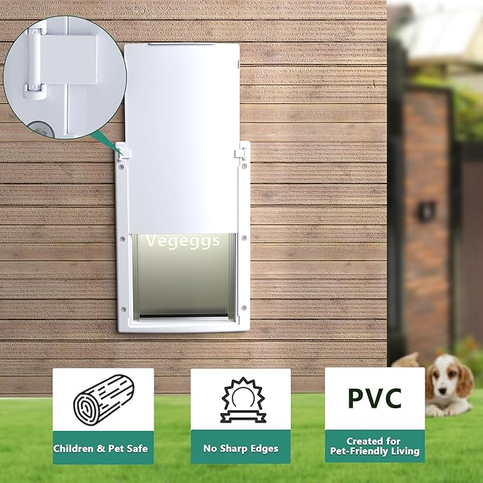 Pet Door Dog Door Easy Install - Wood & PVC Doors & Walls，Cat Door Free Movement & Flexible Control - 2 Magnetic Flaps & Sliding Lock,Telescoping Frame,5 3/4" x 9 1/3" for Small Dogs Cats Up to 15 lb