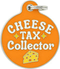 Bad Tags Personalized Dog and Cat ID Tags in 25+ Designs and 2 Sizes - 5 Lines of Custom Engraved Text - Funny Cute Personalized Pet Tags (Cheese Tax Collector, Large (1.25 inch))