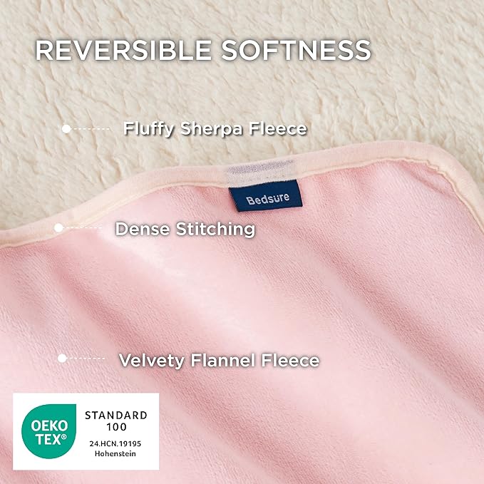 Bedsure Waterproof Dog Blankets for Extra Large Dogs - XL Cat Blanket Washable for Couch Protection, Sherpa Fleece Puppy Blanket, Soft Plush Reversible Throw Furniture Protector, 50"x60", Pink