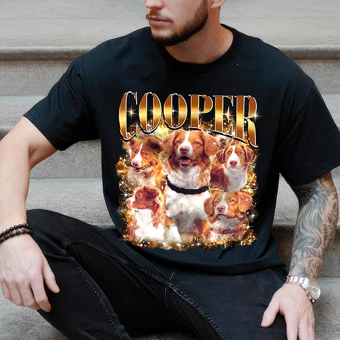 JIX & JOKY Custom Your Own Bootleg Rap Shirts with Dog Faces Custom Pet Shirt for Men Graphic Tshirt Gift Idea for Pet Lovers