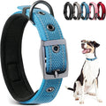 PetiFine Dog Collars for Medium Dogs, Neoprene Padded and Adjustable, Reflective Wide Heavy Duty Pet Collars with Durable Metal Belt Buckle for Walking, Blue, M
