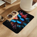 Blue Butterfly on Blooming Pet Feeding Mat– Christmas Stocking Quick Dry Absorbent Dog Cat Food Mat, Non Slip Waterproof Bowl Placemat for Messy Eaters, Pet Accessories for Floors 12"x20"