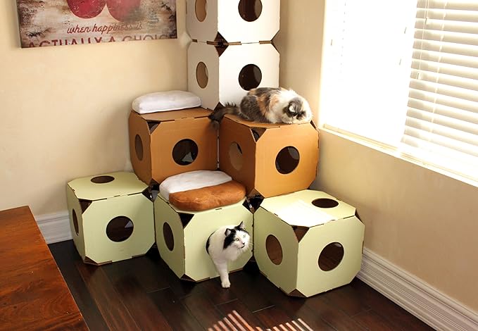 Durable, Modular Cat House Cubes/Cat Condos, Made in USA (2pack, White)