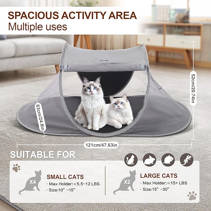 X-ZONE PET Outdoor Cat Tent, Pop Up Cat Playpen, Pet Enclosure Suitable Birds and Small Animals Gray