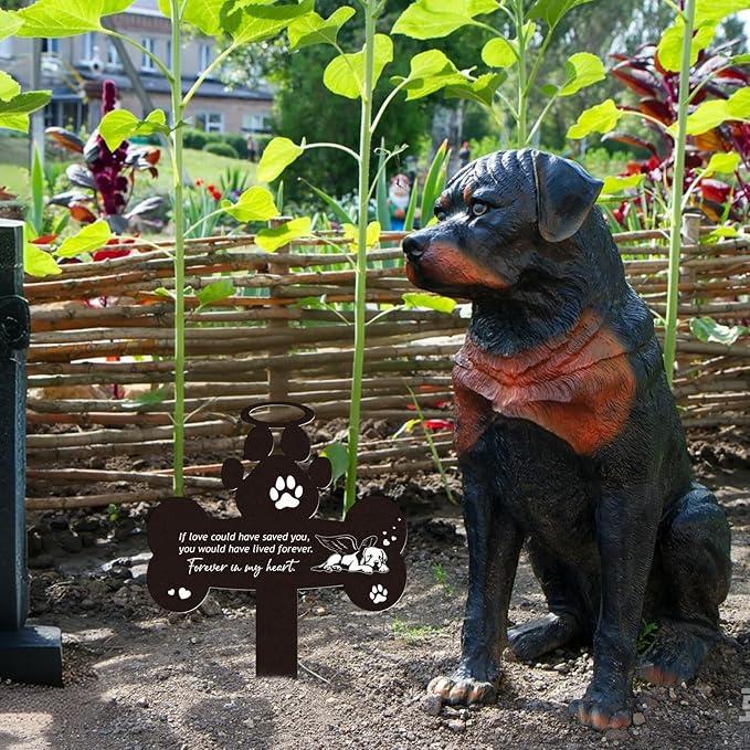 Pet Grave Markers Dog - Pets Memorial Stone Decorations Cemetery Headstones Decor Graveyard Remembrance Graveside Metal Stake Sign for Outdoors Yard