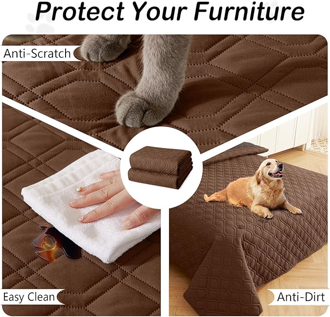 hyha Waterproof Dog Bed Blanket, Soft Pet Blankets, Waterproof Couch Cover for Dogs, Reversible Sofa Covers Washable for Furniture (40x50 Inch, Brown/Chocolate)