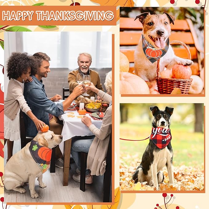 Sweetude 100 Pcs Fall Dog Bandanas Bulk Plaid Bandanas for Dog Autumn Thanksgiving Pet Scarf Bibs Adjustable Triangle Kerchief Grooming Supplies Pet Costume for Small Medium Large