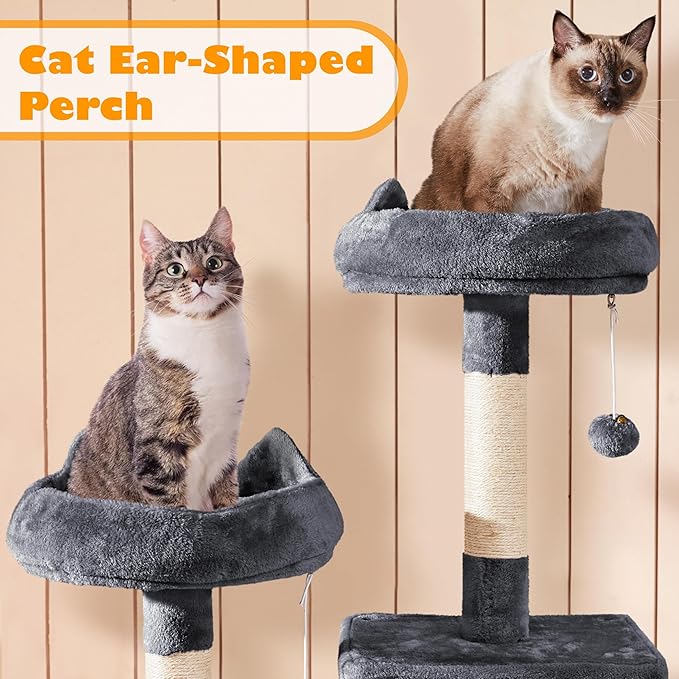 Yaheetech 70.5in Cat Tower, Multi Level Cat Tree Kitten Condo with 2 Condos & 2 Plush Perches & Scratching Post & Dangling Ball for Medium/Large Cats Dark Gray
