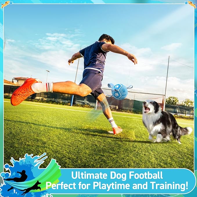 QDAN Dog Toy Balls, Dog Soccer Ball with Straps, Outdoor Dog Toys, Pet Training Soccer for Small Medium (5 Inch)