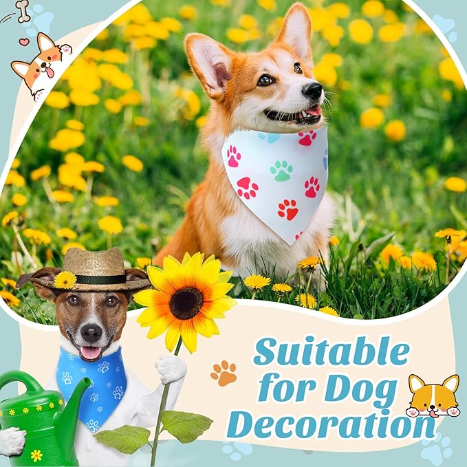 50 Pcs Blue Paw Print Dog Bandanas Bulk Animal Footprint Bandanas for Dogs Triangle Kerchief Bib Scarf Set for Pet Winter Costume Photo Props Daily Accessories Pet Shops (19.7 x 13.8 x 13.8)