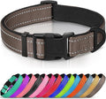 Joytale Reflective Dog Collar, Soft Neoprene Padded, Metal D-Ring, Nylon Pet Collar Adjustable for Extra Large Dogs, Brown, XLarge