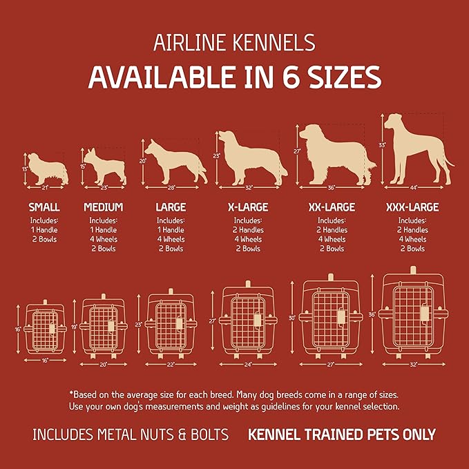 SportPet Airline Compliant LARGE 28.75" Travel Dog Kennel-Durable Plastic Airline Pet Carrier w/ Removable Wheels & Food Bowls, Collapsible Indoor/Outdoor Dog Kennel, Dogs up to 28"L & 20"H-Cream/Gray