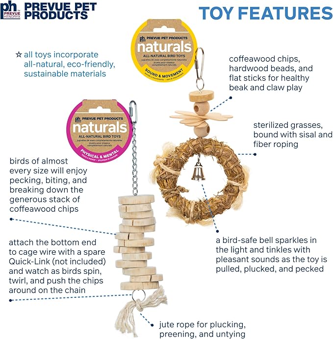 Prevue Pet Products Wholesome Naturals 4 Piece Bird Toy Bundle