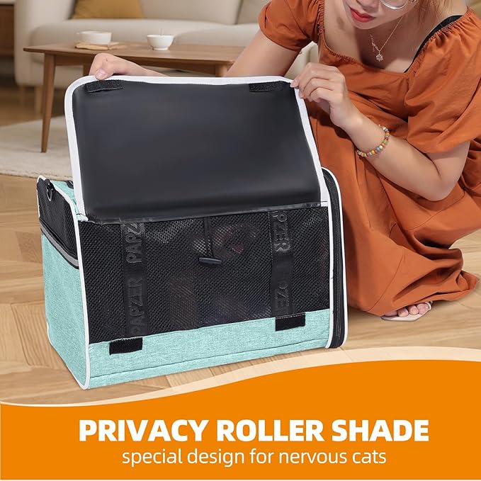 Top Loading Medium Pet Carrier with Privacy Window for Anxiety Cat, Soft-Sided Small Kitten Travel Crate Vet Friendly, Little Dog Bunny Kennel Carry Bag Suitcase, 18x11x11 Teal