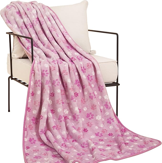 Allisandro Luxurious Dog Blanket, Extra Softness 350 GSM Flannel Fleece Pet Throw for Small Medium and Large Dogs Puppies and Cats, Pink, 80 × 64 Inches