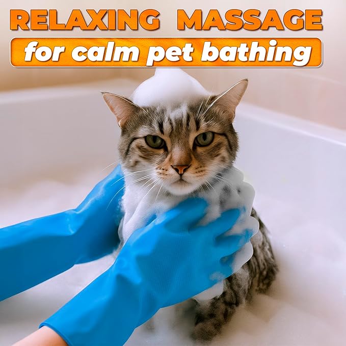 Cat & Dog Washing Gloves for Bathing – 2-in-1 Design Dog Scrubbing Gloves for Grooming, Massaging, and Paw Cleaning