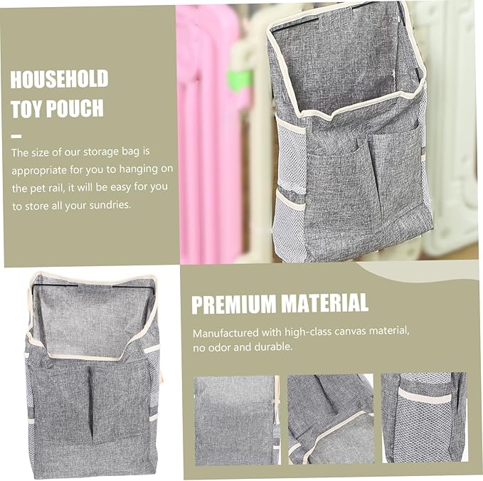 Pet Storage Pouch Breathable Hanging Organizer for Toys and Food Household Accessory Grey Convenient and Safe for Pets Boys and Girls and Home Organization