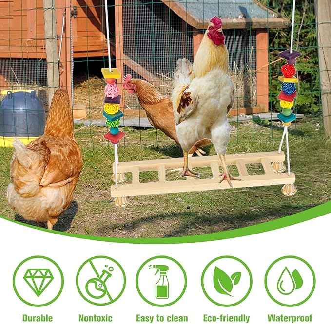 Jorewood Chicken Coop Swings, Outdoor Poultry Exercise Perch for Hens, Roosters