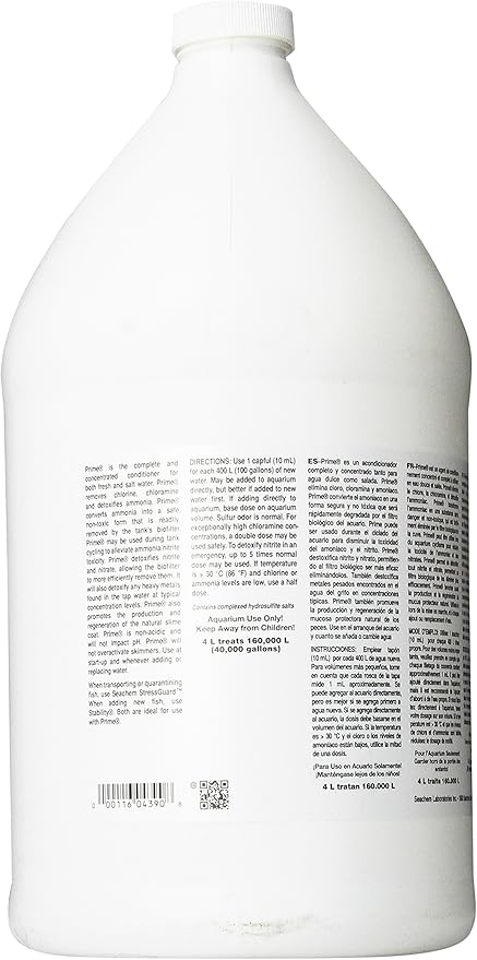 Seachem Prime Fresh and Saltwater Conditioner - Chemical Remover and Detoxifier 1 gal