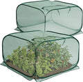 2 Pcs Pop Up Mesh Plant Cover, 35" x 35" x 27.5" Foldable Plant Protector Mesh Plant Enclosure, Garden Net Cage Guard Cover with 8 Ground Stakes for Protecting Plant Vegetable Fruit from Birds Insects