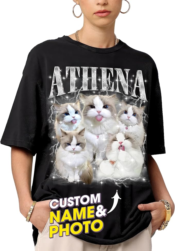 Mit & Mia Custom Your Own Bootleg Rap Shirts for Boyfriend Girlfriend Face Shirt with Photo Gift for Him Her Pet Lovers