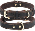 Joytale Leather Dog Collar for Small Dogs, Genuine Solid Sturdy Leather for Active Small Breeds, Adjustable Metal Pin Buckle, Durable and Secure Pet Collar for Daily Use, Brown, XS
