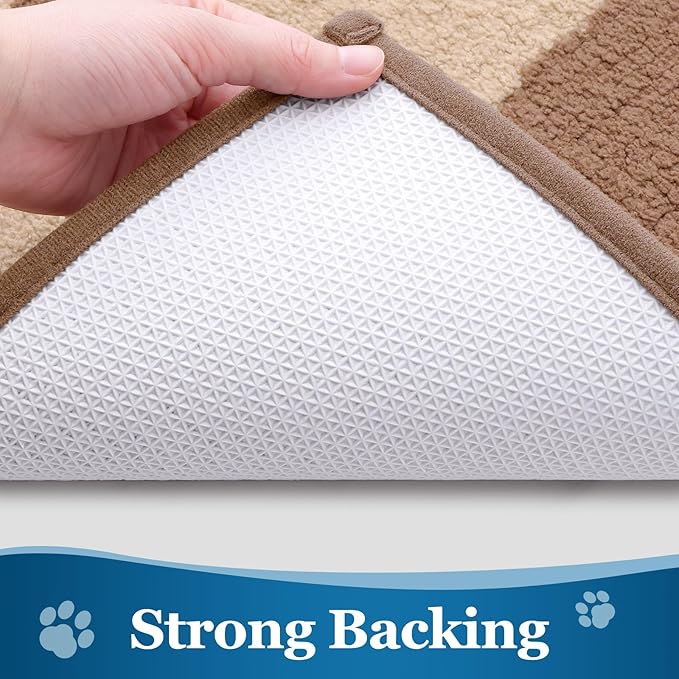 Buganda Dog Door Mat for Muddy Paws, Absorbent Dirt Trapper Washable Indoor Doormats, Non Slip Low-Profile Mud Mat for Dogs, Front Entrance Doormat for Inside Floor (30x20 Inches, Camel)