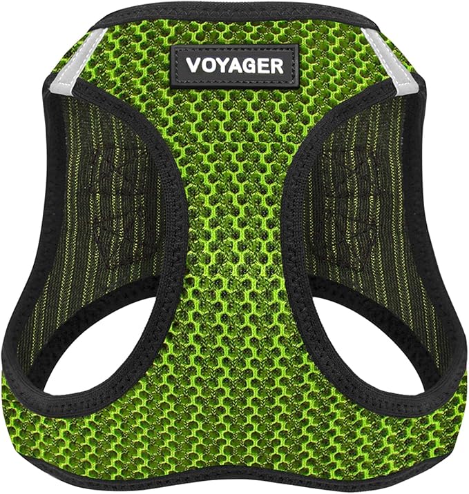 Best Pet Supplies - All Weather Mesh/Plush, Reflective, No Pull Harness for Small, Medium Dogs, Cats - Secure with Hook & Loop Fastener, Buckle, Double D-Rings - Lime Green 2-Tone, XS