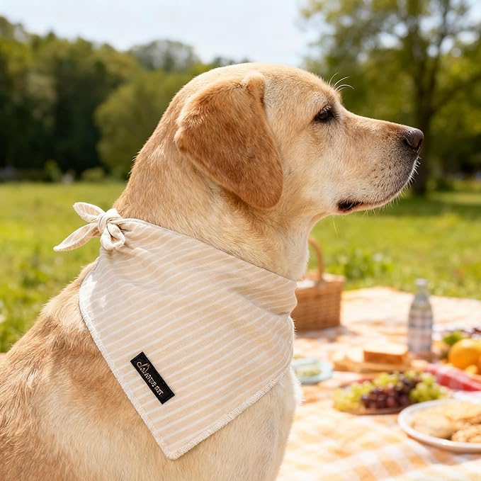 ARING PET Summer Dog Bandana-Cute Khaki Dog Bandanas, Comfortable Pet Scarf Dogs Triangle Bibs for Small to Large Boy Girl Dogs and Cats