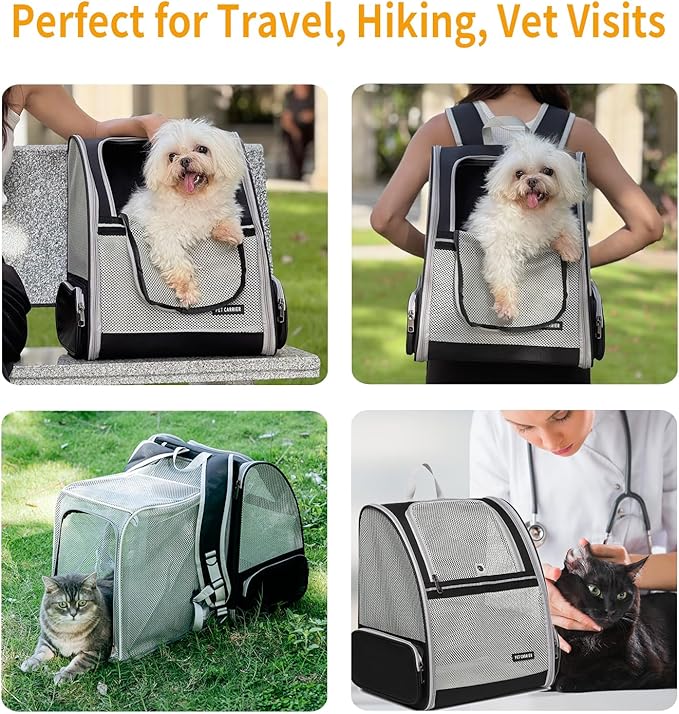 Cat Backpack，Expandable Cat Carrier Backpack, Dog Backpack Carrier and Pet Carrier Backpack, Suitable for Cats, Kittens or Small Dogs, Travel Friendly Puppy Cats Bag (Black)