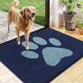 Buganda Dog Door Mat for Muddy Paws, Absorbent Dirt Trapper Non Slip Indoor Doormats, Washable Low-Profile Mat for Mud Dogs, Entryway Carpet for Inside Floor (48x30 Inches, Dark Blue)
