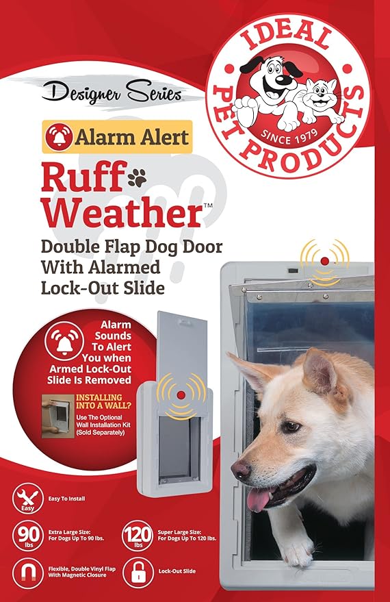 IDEAL PET PRODUCTS Since 1979 Ideal Pet Products Designer Series Ruff Weather Alarm Alert Pet Door, X-Large 9.75" X 17" Flap Size