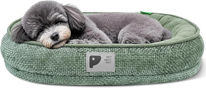 Dog Beds for Small Dogs,Orthopedic Bed with Removable Cover&Non-Slip Bottom Couch Bed with Four-Sided Bolster Green S