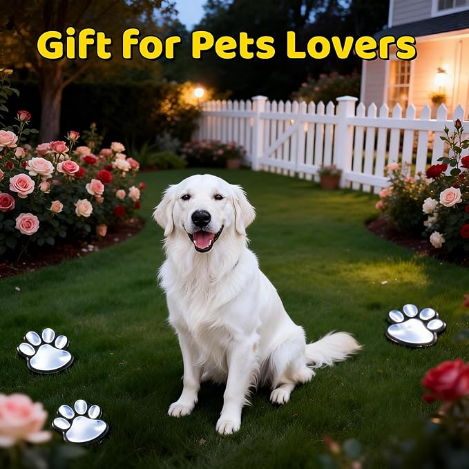 3pcs-Solar Paw Print Lights, Wireless of Cat Dog Animal Solar Lights Outdoor Garden Decor, IP55 Waterproof LED Yard Path Light, New Home Birthday Easter Gift for Pet Lovers (Warm Light)