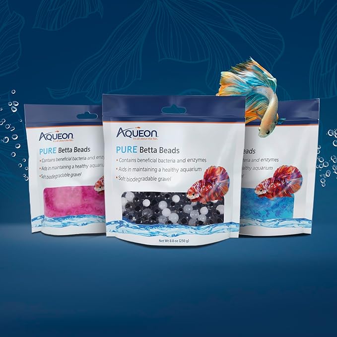 Aqueon PURE Betta Beads, Water Care for Unfiltered Aquariums, Maintains Clear Water and Helps Breakdown Organic Sludge, Pink