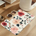 Pink Flower Leaf Pet Feeding Mat–Christmas Stocking Quick Dry Absorbent Dog Cat Food Mat, Non Slip Waterproof Bowl Placemat for Messy Eaters, Pet Accessories for Floors 16"x24"