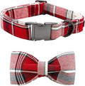 Dog Collar, Christmas Dog Collar Plaid Pet Collar Bow Holiday Bows Girl Boy Puppy Collar Adjustable Pet Collar for Small Dogs