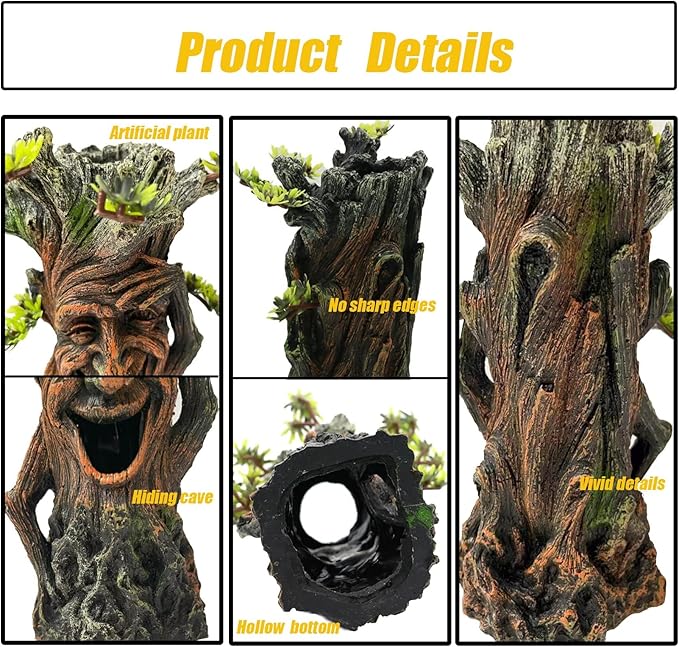 Tfwadmx Fish Tank Tree Trunk Decoration Aquarium Statue Hollow Stump Root Branch Hide Freshwater Saltwater Terrarium Accessories Ornament for Betta,Fighting Fish, Crayfish, SuckerFish,Guppy,Shrimp