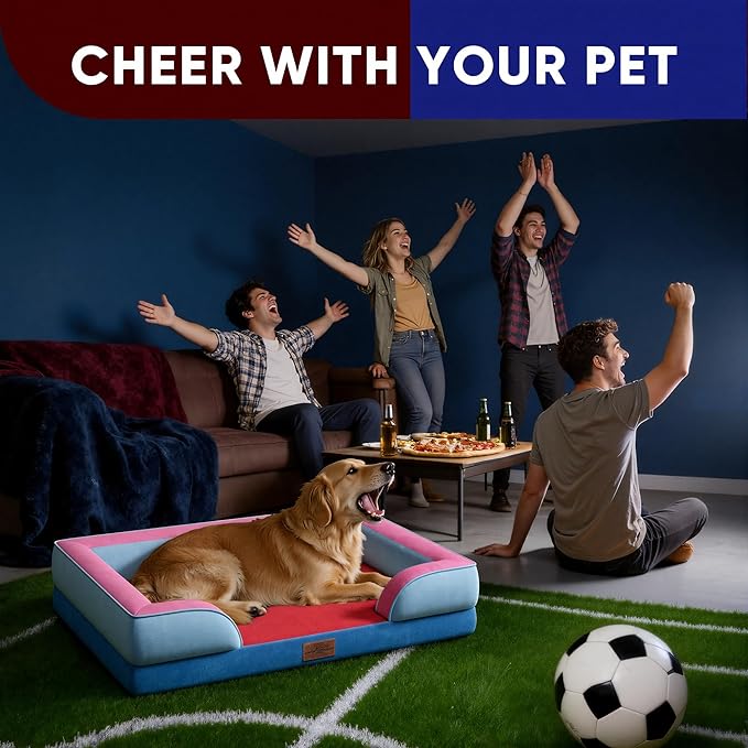 Comfort Expression Orthopedic Dog Bed for Large Dogs 36x27 Inch, Waterproof Egg Crate Foam Large Pet Bed with Removable Bolsters, Dog Couch with Washable Cover & Non-Slip Bottom, Atlanta