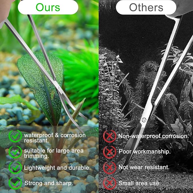 4Pcs Aquascaping Tools, Jeimier Aquascape Kit, Long and Strong Aquarium Tweezers, Scissors, Algae Scraper, Aquarium Plant Tools, Fish Tank Plant Trimming Kit
