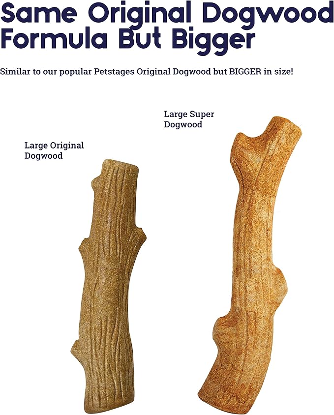 Petstages Outward Hound Super Dogwood Durable Dog Chew Toy, Large - Long Lasting Chew Stick Made with Real Wood - USA Made, L