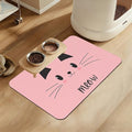 Pink Cat Dog Food Mat–Christmas Stocking Absorbent Quick Dry Feeding Placemat for Food and Water Bowls, Non Slip Rubber Backing, Waterproof Pet Supplies for Mess-Free Eating 12"x20"