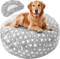 Youyole Large Washable Round Dog Bed Cover Replacement Waterproof 45 x 45 x 11 in Round Donut Bed Cover for Dog Soft Gray Pet Beds Protector Sheet with Lovely Star Print for Donut Beds & Pet Couch
