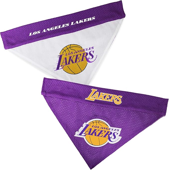Pets First NBA LA Lakers Reversible Bandana Size XX-Large for Dogs & Cats. 2 Sided Sports Bandana, Premium Embroidery Team Logo, Many NBA Teams Available
