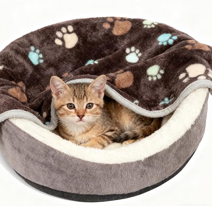 12 Pcs Small Dog Blanket Fleece Puppy Blankets Washable Pet Blankets for Cats Soft Flannel Paw Printed Throw for Guinea Pig Indoor Kittens Doggie (23 X 16 Inch,Dark Gray)