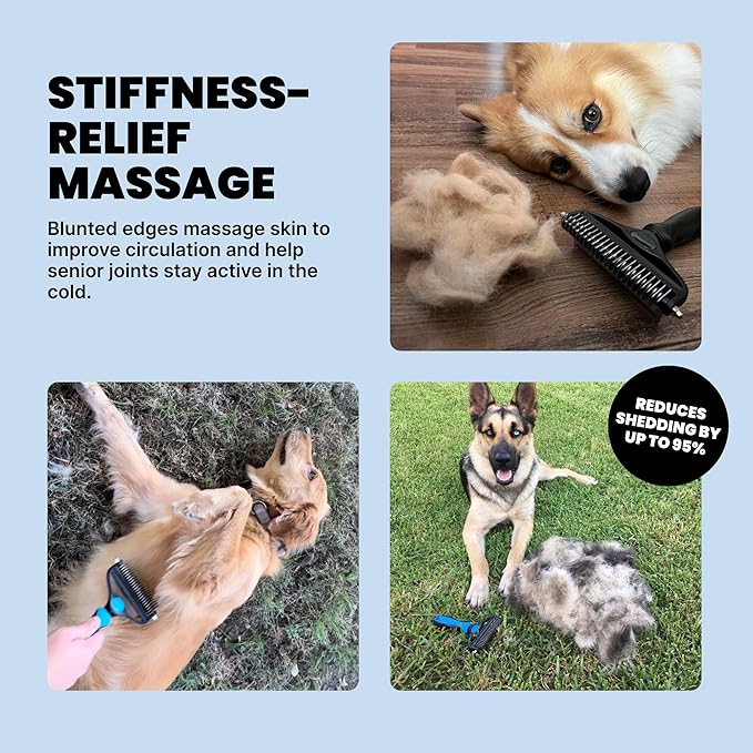 MalsiPree Dog Brush for Shedding - 2 in 1 Undercoat Rake Deshedding Tool for Medium to Large Double-Coated Dog Grooming - Pet Dematting Comb - Pet Deshedder (Pink)