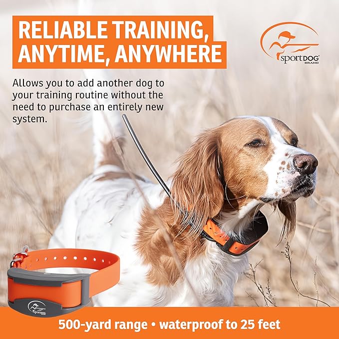 SportDOG FieldTrainer 425X & SportHunter 825X Add-a-Dog Collar - Double Pairing Compatible - Safe Shock E-Collar for Multi-Dog Households - Durable & Waterproof Obedience Training Accessory - Orange