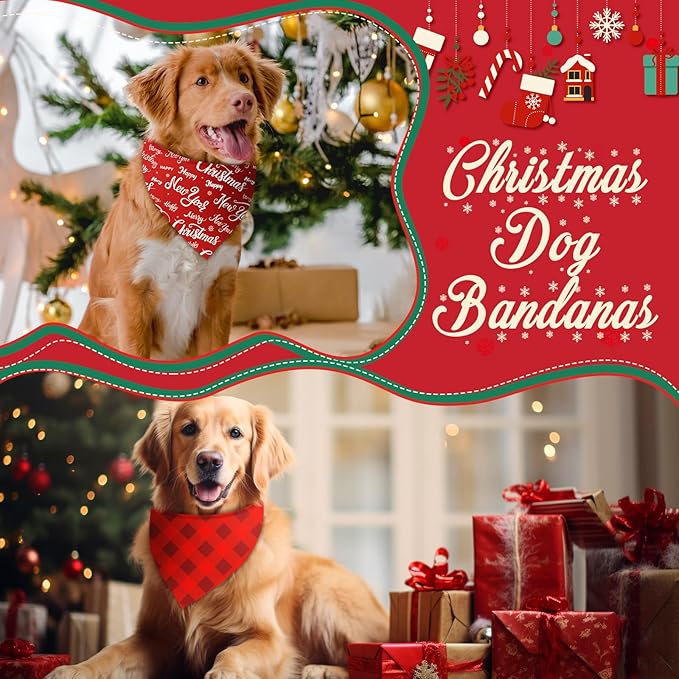Chunful 100 Pieces Christmas Dog Bandanas Bulk Red and White Xmas Bandanas for Dogs Triangle Scarf Bib Kerchief Set for Small Medium Large Doggie Christmas Costume Decor(31.5 x 21.7 x 21.7)