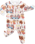 Neutral Baby Clothes Boy Girl Footed Cotton Long Sleeve Double Zipper Onesie